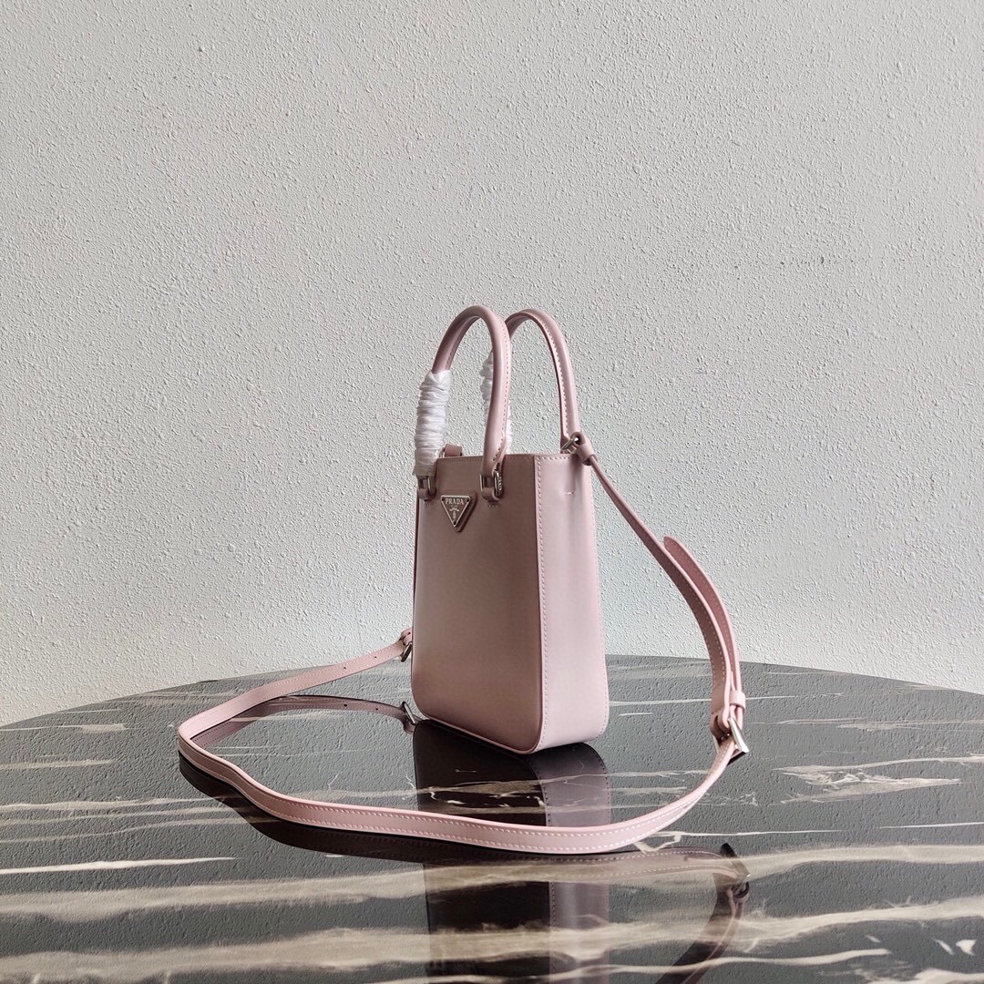 Prada Mini Leather Bucket Bag Shoulder Bag Alabaster Pink 1BA331